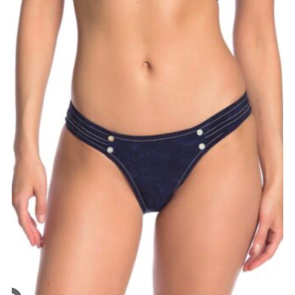 Robin Piccone Valeria indigo low rise bikini bottoms size Small NEW
